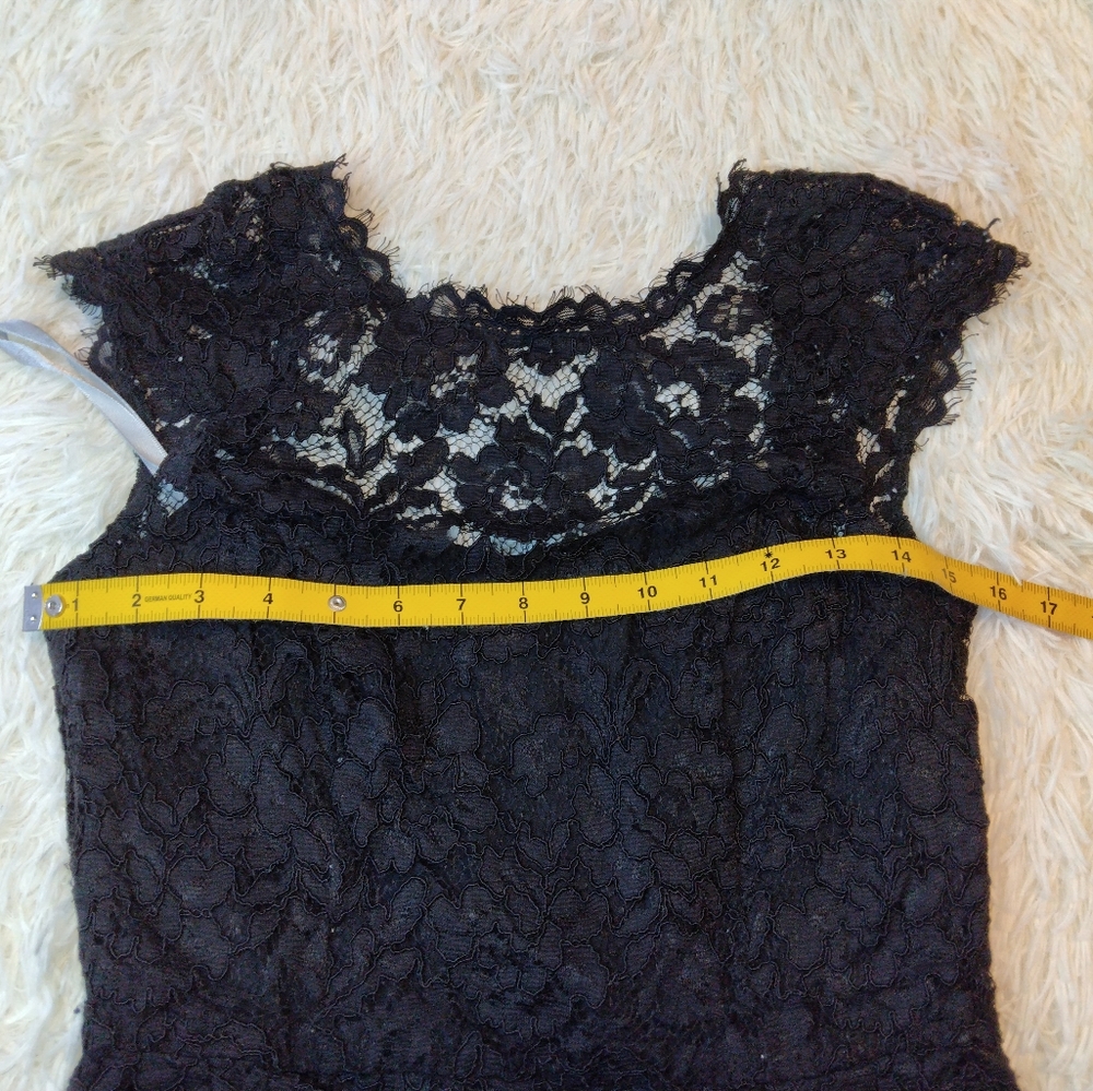 Shoshanna Olivia Black Floral Cap Sleeve Lace Sheath Dress Size 4 - Picture 9 of 10